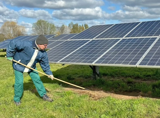 Grünpflege auf einem Solarfeld